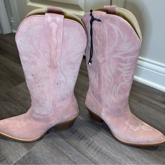 Idyllwind Charmed Life Round Toe Western Cowboy Blush Pink Suede Boots - Picture 6 of 10